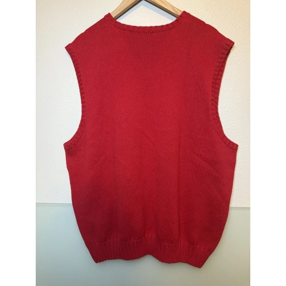 VTG Polo Ralph Lauren Sweater Vest Red Preppy Ribbed V Neck Tennis Golf Vest XXL